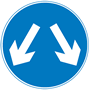 Vehicles may pass either side