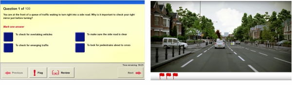 ADI Part 1 Theory and Hazard Perception test screen images
