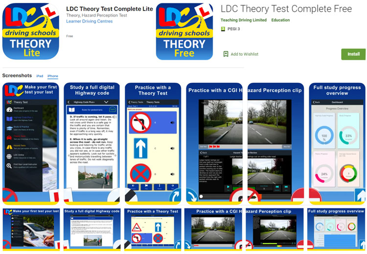 LDC Theory Test App Screens