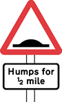 Distance over which road humps extend