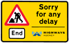 End of road works sign