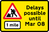 Road works 1 mile ahead sign