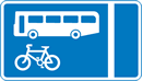 With floaw bus and cycle lane sign
